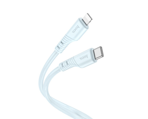 Кабель HOCO X97 Crystal color PD silicone charging data cable iP light blue