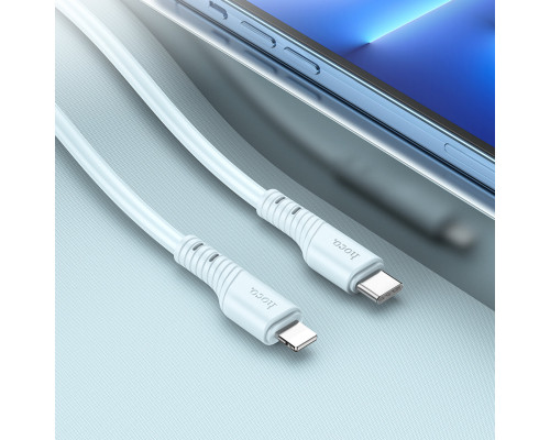 Кабель HOCO X97 Crystal color PD silicone charging data cable iP light blue