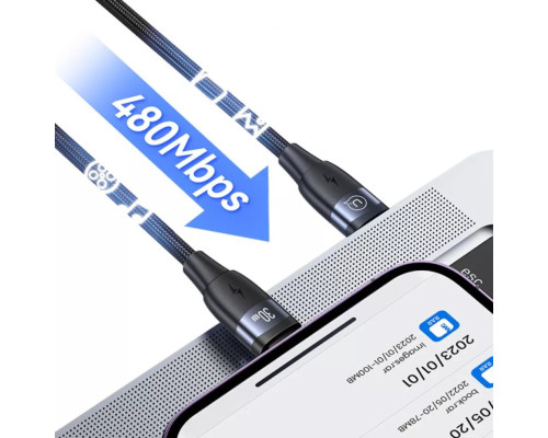 Кабель Usams US-SJ634 U85 Type-C To Lightning PD 30W Aluminum Alloy Fast Charging & Data Cable 1.2m black