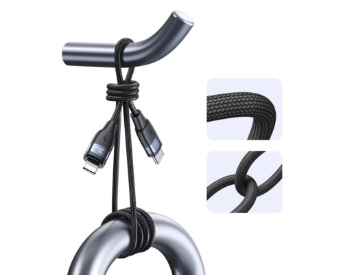 Кабель Usams US-SJ634 U85 Type-C To Lightning PD 30W Aluminum Alloy Fast Charging & Data Cable 1.2m black