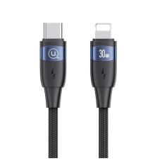 Кабель Usams US-SJ634 U85 Type-C To Lightning PD 30W Aluminum Alloy Fast Charging & Data Cable 1.2m black