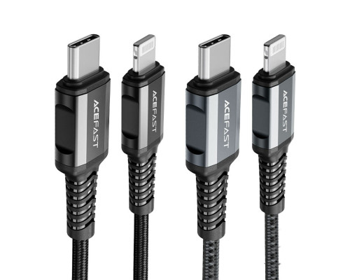 Кабель ACEFAST C1-01 Type-C to iP 3A, 1.2m, nylon, aluminum connectors, Black