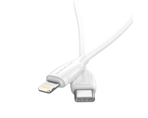 Кабель BOROFONE BX19 Type-C to iP, 3A, 20W, 1m, PVC, PVC connectors, White