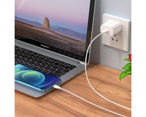 Кабель BOROFONE BX19 Type-C to iP, 3A, 20W, 1m, PVC, PVC connectors, White