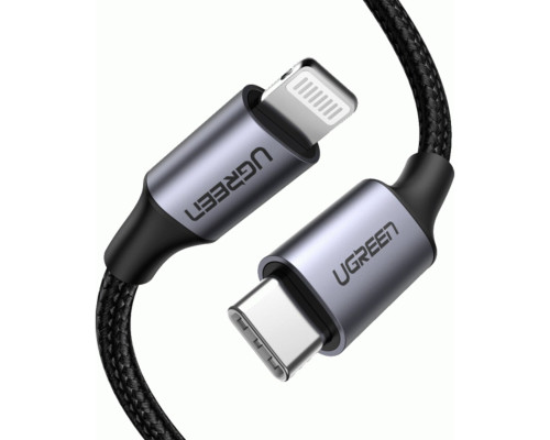 Кабель UGREEN US304 USB-C to Lightning M/M Cable Aluminum Shell Braided 2m (Black) (UGR-60761)