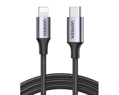 Кабель UGREEN US304 USB-C to Lightning M/M Cable Aluminum Shell Braided 2m (Black) (UGR-60761)