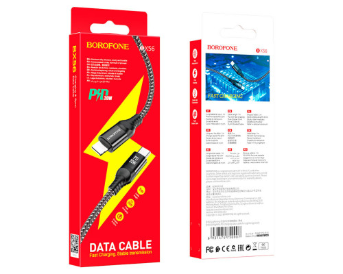 Кабель BOROFONE BX56 Delightful PD charging data cable for iP Black