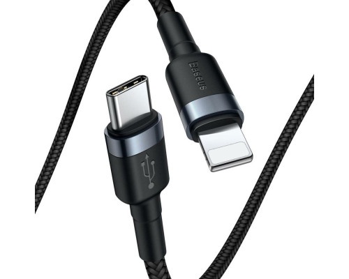 Кабель Baseus Cafule Cable Type-C to iP PD 18W 1m Gray+Black