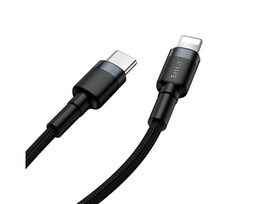 Кабель Baseus Cafule Cable Type-C to iP PD 18W 1m Gray+Black