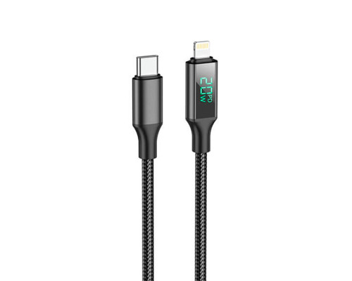 Кабель BOROFONE BU32 Type-C to iP 3A, 20W, 1.2m, nylon, aluminum connectors, digital display, Black
