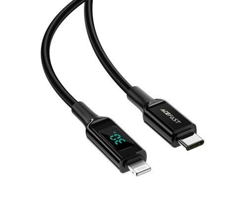Кабель ACEFAST C6-01 Type-C to iP, 3A, 30W, 1.2m, nylon, zinc connectors, Black