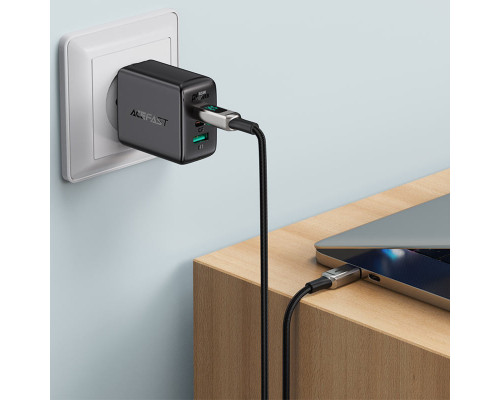 Кабель ACEFAST C6-01 Type-C to iP, 3A, 30W, 1.2m, nylon, zinc connectors, Black