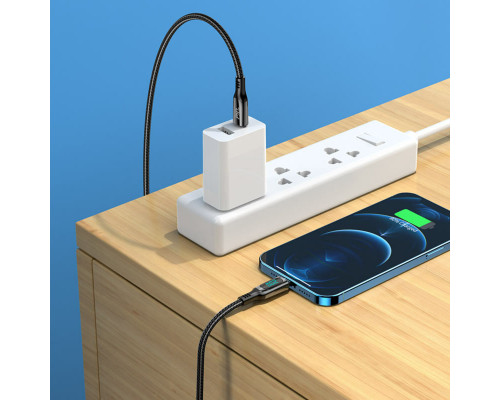 Кабель HOCO S51 Type-C to iP 20W, 1,2m, nylon, zinc+TPE connectors, Black