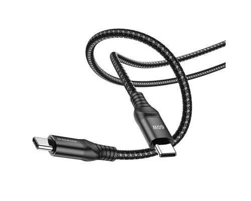 Кабель BOROFONE BX56 Type-C to Type-C 3A, 60W, 1,5m, nylon, aluminum+TPE connectors, Black