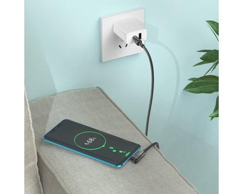 Кабель HOCO U108 Type-C to Type-C 5A, 100W, 1.2m, nylon, aluminum connectors, Black