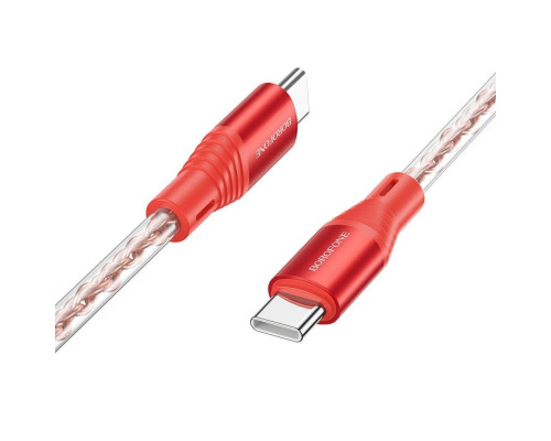 Кабель BOROFONE BX96 Ice crystal 60W silicone charging data cable Type-C to Type-C Red