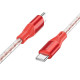 Кабель BOROFONE BX96 Ice crystal 60W silicone charging data cable Type-C to Type-C Red