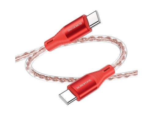 Кабель BOROFONE BX96 Ice crystal 60W silicone charging data cable Type-C to Type-C Red