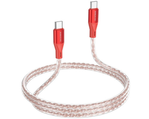 Кабель BOROFONE BX96 Ice crystal 60W silicone charging data cable Type-C to Type-C Red