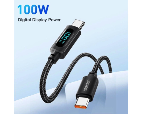 Кабель Essager Enjoy LED Digital Display USB Charging Cable Type C to Type C 100W 1m black (EXCTT1-XY01-P)