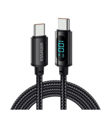 Кабель Essager Enjoy LED Digital Display USB Charging Cable Type C to Type C 100W 1m black (EXCTT1-XY01-P)