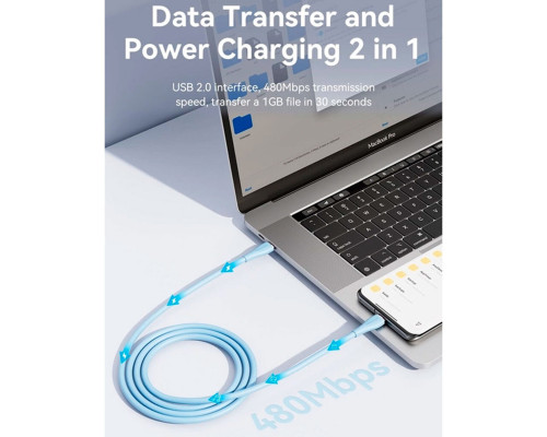 Кабель Vention USB 2.0 C Male to C Male 5A Cable 1M Light Green Silicone Type (TAWGF)