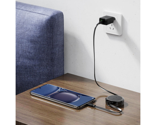 Кабель ACEFAST C13-03 USB-C to USB-C dual retraction charging data cable Black