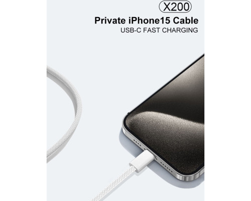 Кабель WUW-X200 Type-C to Type-C PD 60W white