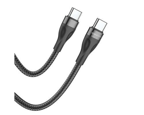 Кабель BOROFONE BX61 Type-C to Type-C 3A, 60W, 1m, nylon, aluminum connectors, Black