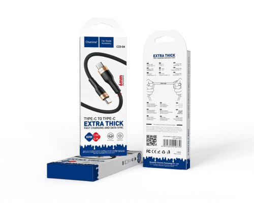 Кабель CHAROME C23-04 USB-C to USB-C charging data cable Black