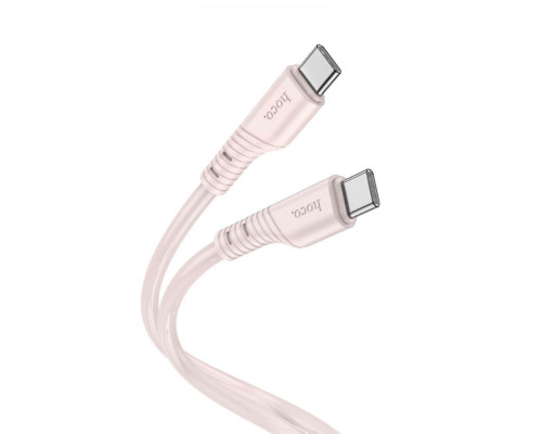 Кабель HOCO X97 Crystal color 60W silicone charging data cable Type-C to Type-C light pink