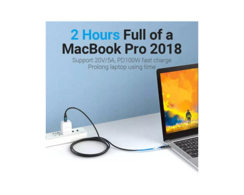 Кабель Vention USB 2.0 C Male to C Male 5A Cable 1M Black PVC Type (COTBF)