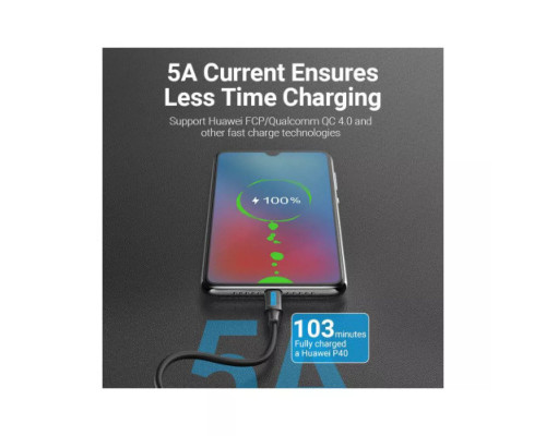 Кабель Vention USB 2.0 C Male to C Male 5A Cable 1M Black PVC Type (COTBF)