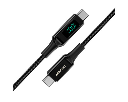 Кабель ACEFAST C6-03 Type-C to Type-C 5A, 100W, 2m, nylon, zinc connectors, digital display, Black