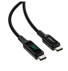 Кабель ACEFAST C6-03 Type-C to Type-C 5A, 100W, 2m, nylon, zinc connectors, digital display, Black