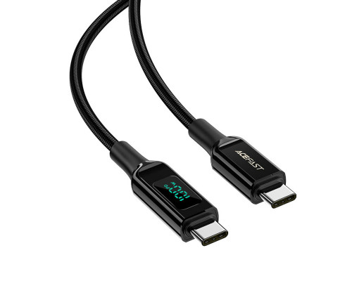 Кабель ACEFAST C6-03 Type-C to Type-C 5A, 100W, 2m, nylon, zinc connectors, digital display, Black