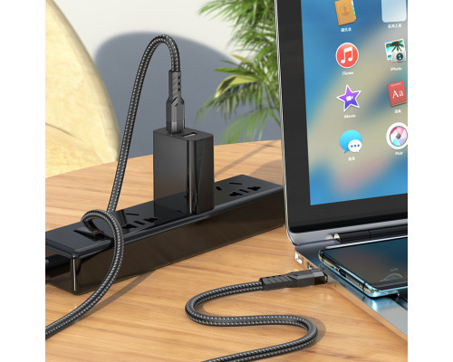 Кабель HOCO U110 Type-C to Type-C 60W charging data cable Black