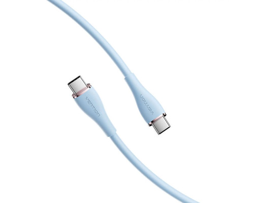 Кабель Vention USB 2.0 C Male to C Male 5A Cable 1M Light Blue Silicone Type (TAWSF)
