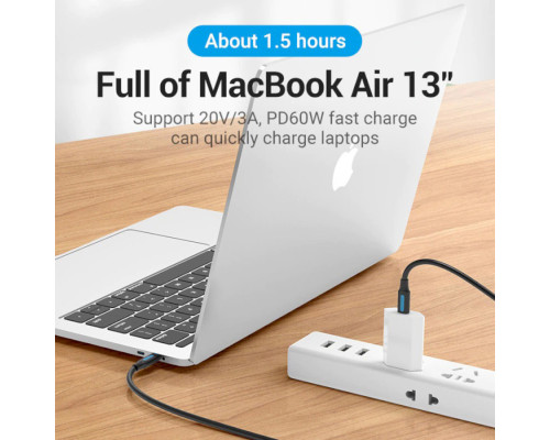 Кабель Vention USB 2.0 C Male to Male Cable 1M Black PVC Type (COSBF)