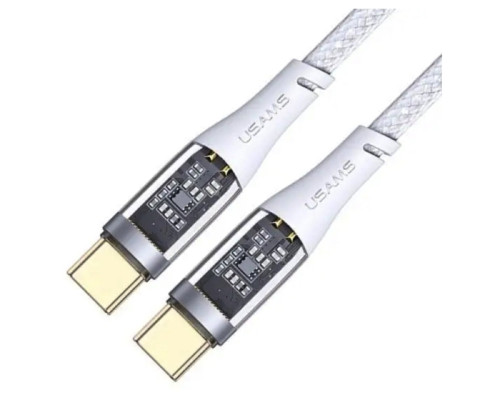 Кабель Usams US-SJ574 Type-C To Type-C PD 100W Aluminum alloy Transparent Data Cable -Icy Series 1.2m
