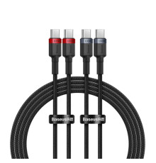 Кабель Baseus Cafule Charging Cable USB-C to USB-C 100W 1m 2pcs Red Black+Grey Black
