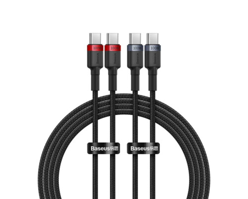 Кабель Baseus Cafule Charging Cable USB-C to USB-C 100W 1m 2pcs Red Black+Grey Black