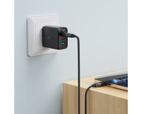 Кабель ACEFAST C10-03 Type-C to Type-C 3A, 60W, 1.2m, silicone, zinc connectors, Black