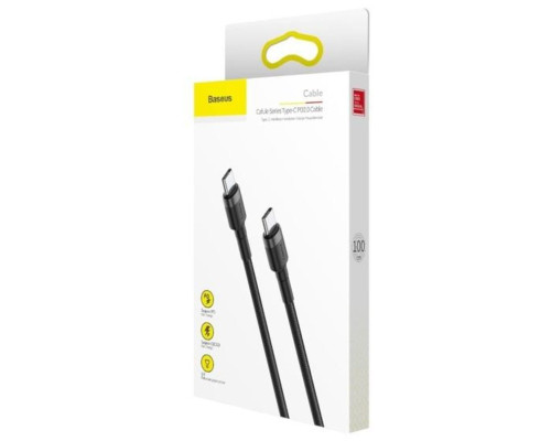 Кабель Baseus Cafule PD2.0 60W flash charging USB Type-C-Type-C (20V 3A)1M Grey+Black