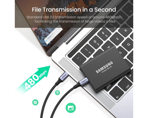 Кабель UGREEN US316 USB-C Cable Aluminum Case with Braided 2m (Black) (UGR-70429)