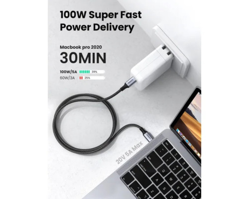 Кабель UGREEN US316 USB-C Cable Aluminum Case with Braided 2m (Black) (UGR-70429)