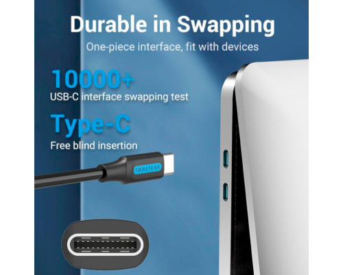 Кабель Vention USB 2.0 C Male to Male Cable 1.5M Black PVC Type (COSBG)
