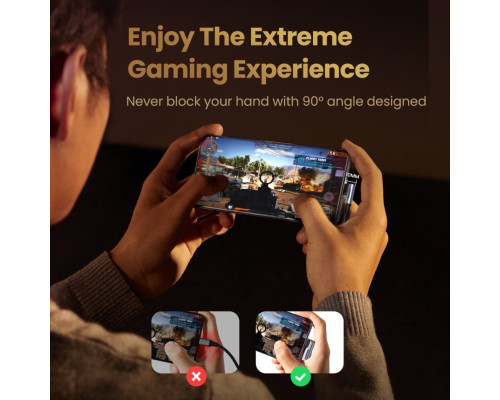 Кабель UGREEN US334 USB-C 2.0 to Angled USB-C M/M Cable Aluminium Shell with Braided 1m (Black)(UGR-70643)