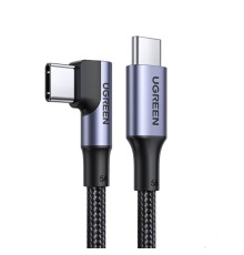 Кабель UGREEN US334 USB-C 2.0 to Angled USB-C M/M Cable Aluminium Shell with Braided 1m (Black)(UGR-70643)