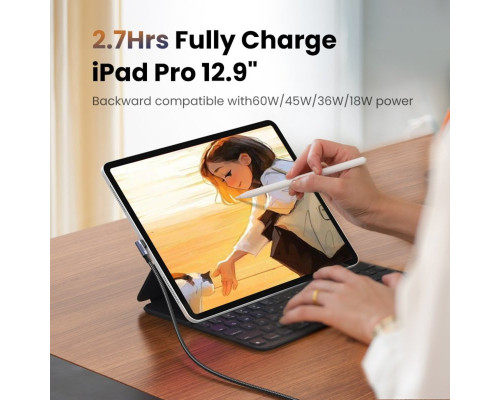 Кабель UGREEN US334 USB-C 2.0 to Angled USB-C M/M Cable Aluminium Shell with Braided 1m (Black)(UGR-70643)